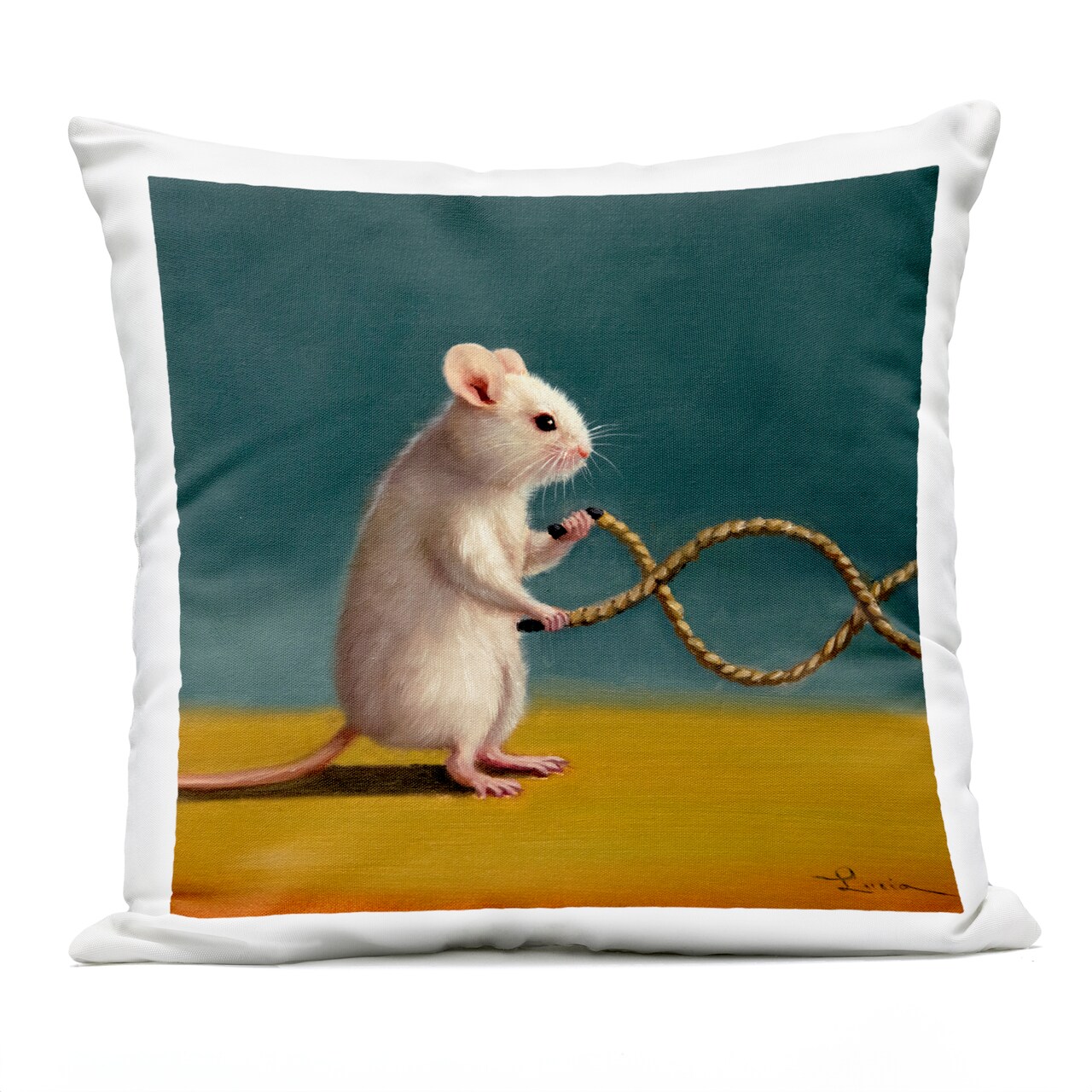 Stupell Industries Mouse Aerobics Workout Outdoor Printed Pillow, design by Lucia Heffernan, 18 x 7 x 18